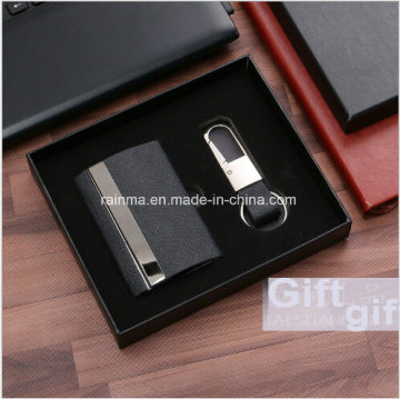 Promotion Gift Leather Card Holder Gift Set with Key Chain