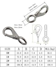 Stainless Steel 316 Fixed Eye Snap Hook Clasp Eye Grab Hooks