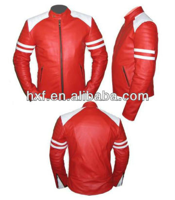 mens red leather jacket