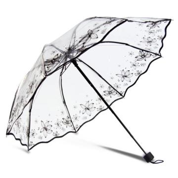 Transparent Umbrellas For Protect Against Wind And Rain Clear Sakur a 3 Fold Umbrella Clear Field Of Vision Household Rain Gear