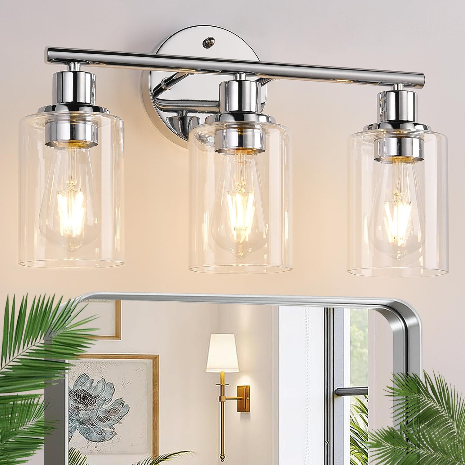 3-Light Light Fixtures Farmhouse Wall Lights with Glass Shades for Mirror Kitchen Bedroom Hallway Living Room (1) 3-Light Light Fixtures Farmhouse Wall Lights with Glass Shades for Mirror Kitchen Bedroom Hallway Living Room (1)