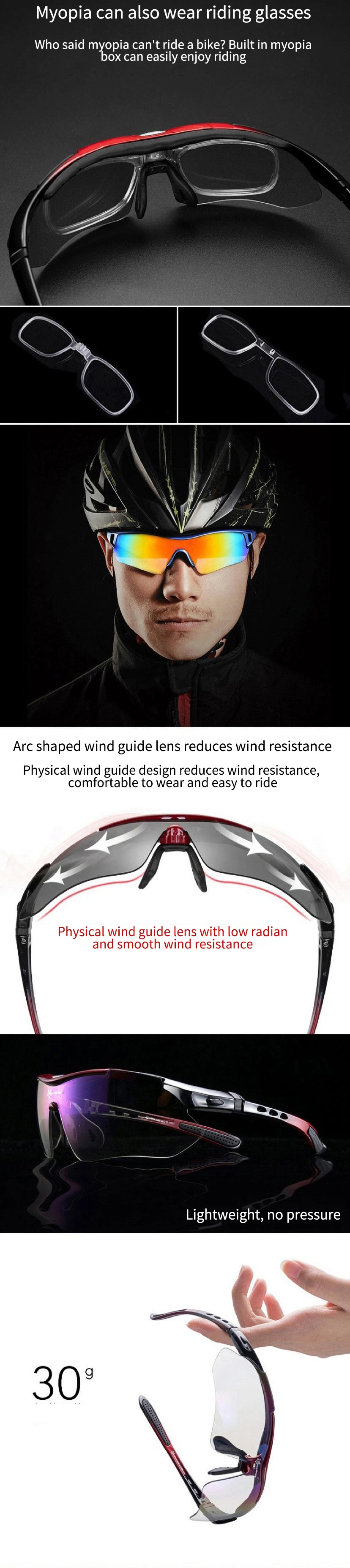 Polarized Cycling Glasses Outdoor Sports Bicycle Glasses with Myopia Frame Bicycle Equipment