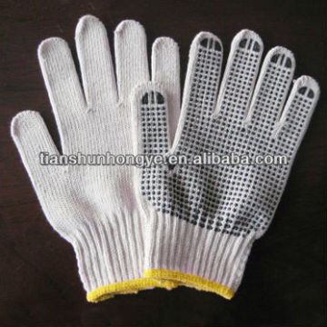 10gauge 22cm natural white cotton shell pvc dotted textile gloves