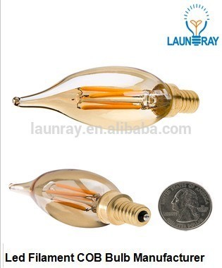 UL listed LED Filament Candle Dimmable 4W Lamp Higher Lumen 110lm/w