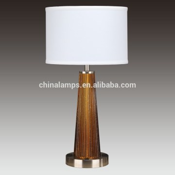 Amber seeded glass table lamp with white linen hardback lampshade for indoor modern house/hotel guest room deocr