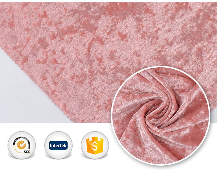 Pink ice flower korean 100 polyester plush shiny korean tessuti velvet soft terciopelo stretch fabric characteristics for dress