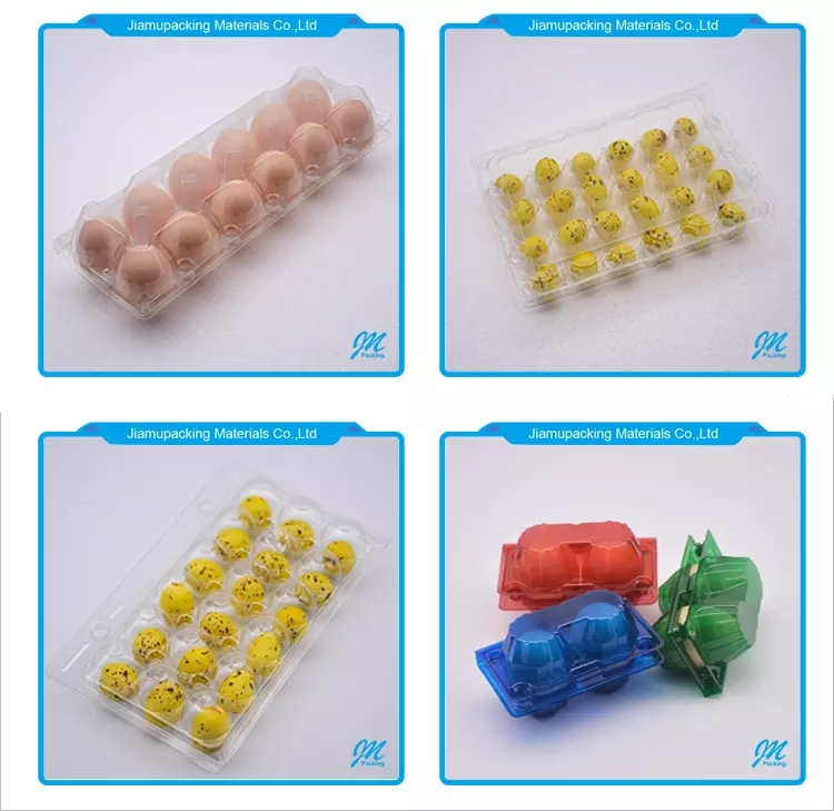 Chicken Egg Crate with Handle Unique Design Plastic Blister Tray JM Packing Clear Custom Order 3-7days PET/PVC Printed Label