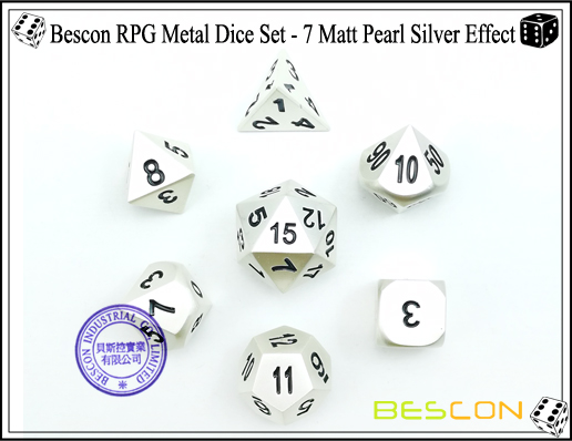 Bescon RPG Metall Würfel Set - 7 Matt Perle Silber Effekt Bescon RPG Metal Dice Set - 7 Matt Pearl Silver Effect