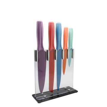 Conjunto de facas com lâmina de revestimento colorido
