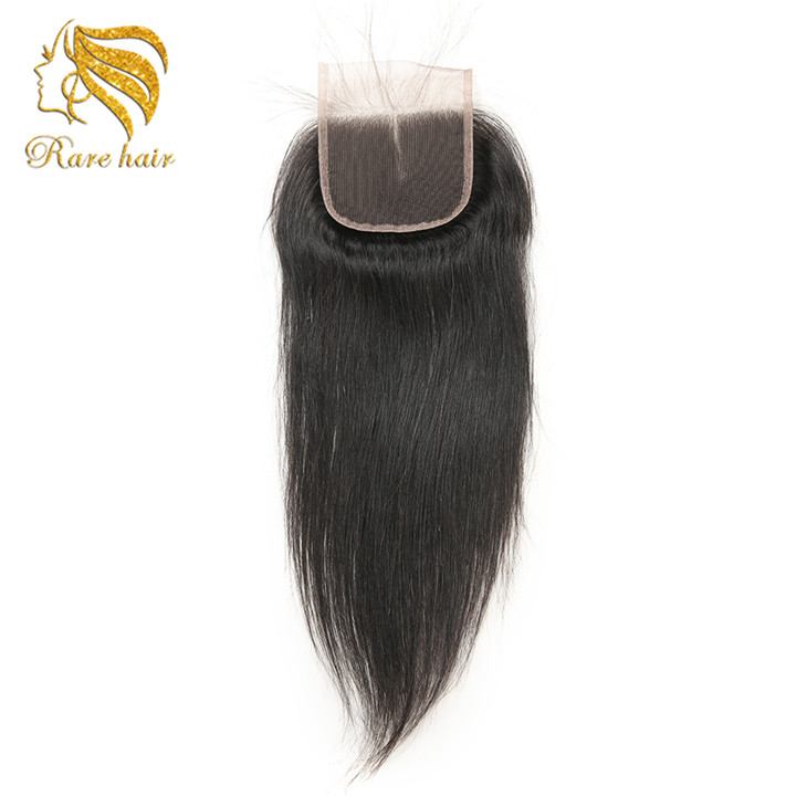 Wholesale  transparent bleach knot cuticle aligned 4X4 lace closure middle part virgin hair  lace closure with baby hair