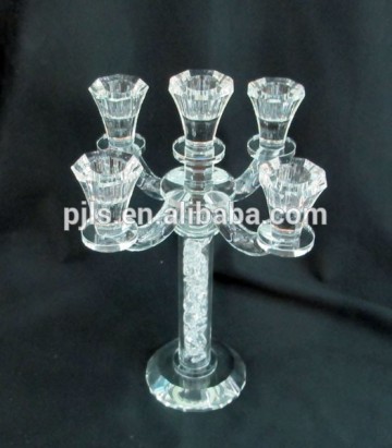 home decor crystal Menorah glass flambeaux Candelabrum