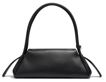 Black patterned double-handled baguette bag