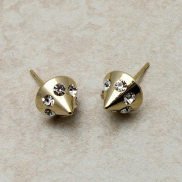 Shinning spinning top shaped stud earring with CZ diamondf