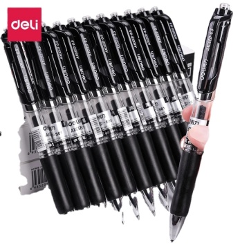 Deli EQ10430 Retractable Neutral Pen - Blue/Black, 0.5mm, Smooth Writing