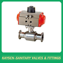 Sanitary pneumatic direct way ball valves clamped end
