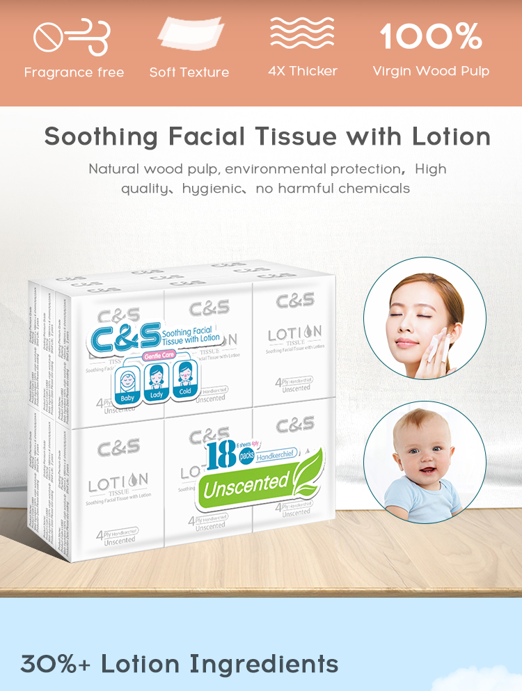 Hot Sale Soothing Ultra Soft Travel Pack Pocket Face Facial Tissues With Lotion