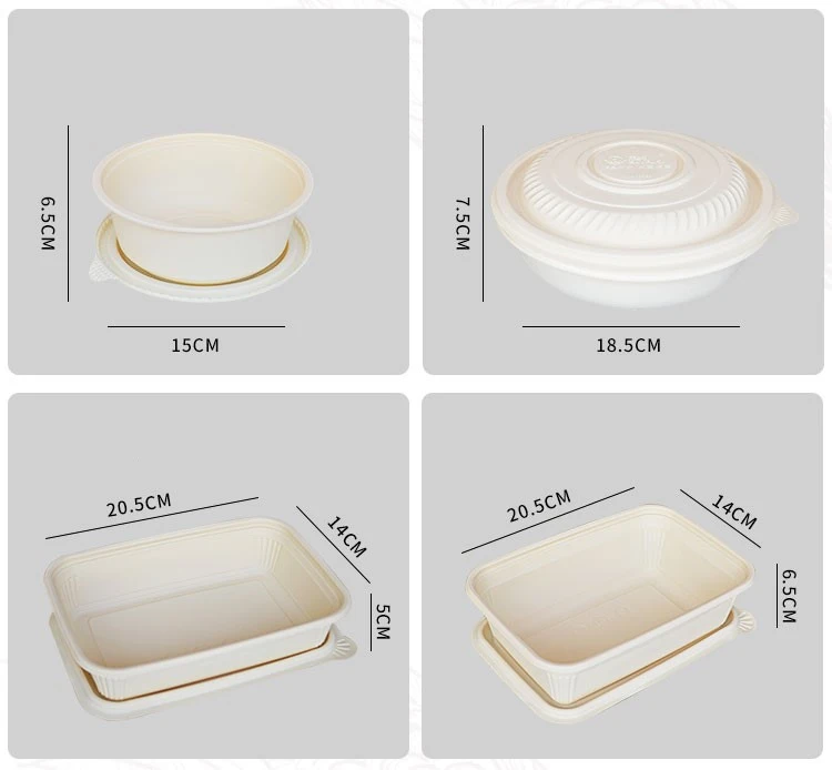 Paper Lunch Paper Pulp Molded Packaging Disposable Biodegradable Food Containers Bagasse Plates 3 Components