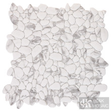 White Pebble Glass Stone Floor Mosaic Tile
