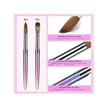Custom Logo OEM Wholesale Crimped Pure Kolinsky Sable Acrylic Nail Art Brush with Metal Handle