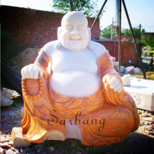 Large White Marble Stone Laughing Buddha Statue