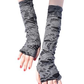Black Ripped Fingerless Gloves - Unisex Punk Gothic Cosplay Accessories