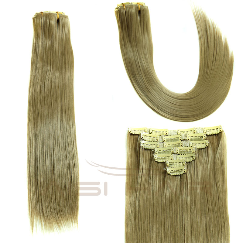 Best Selling Long Silky Straight Wave Hair Pieces Synthetic 16 Clips in Hair Extensions for Women