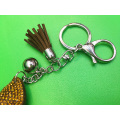 Brown Poop Emoji Keyring Leather Diamond Tassel Keychain