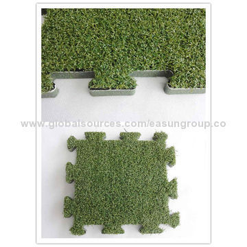 Interlocking grass carpet with foam shock pad for playground, lead-free