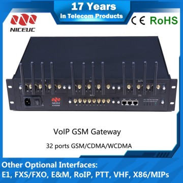 NICEUC solution for company internal communication calling and SMS 32 port 32 sim voip gateway