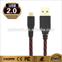 USB cable to micro USB cable with Nylon sleeves