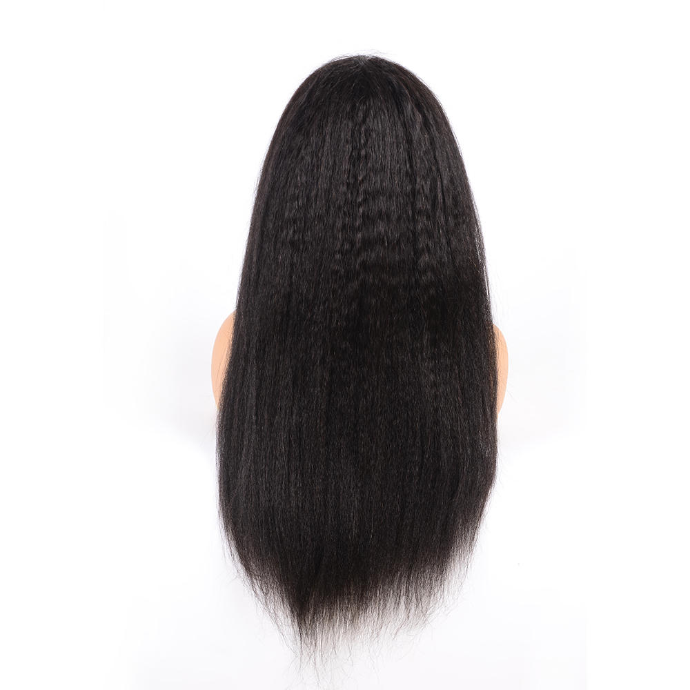 24 Inch 30Inch Black Pre Plucked European Light Brown Yaki Human Hair 13X6 Kinky Straight Lace Front Wig