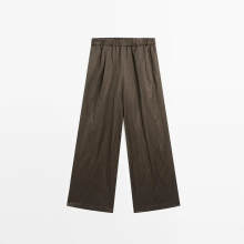 Women's versatile minimalist style satin wide leg pants casual pants