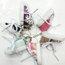 Hot sell mini shoe keychain with fashion pattern , mini sneaker pu shoe keychain