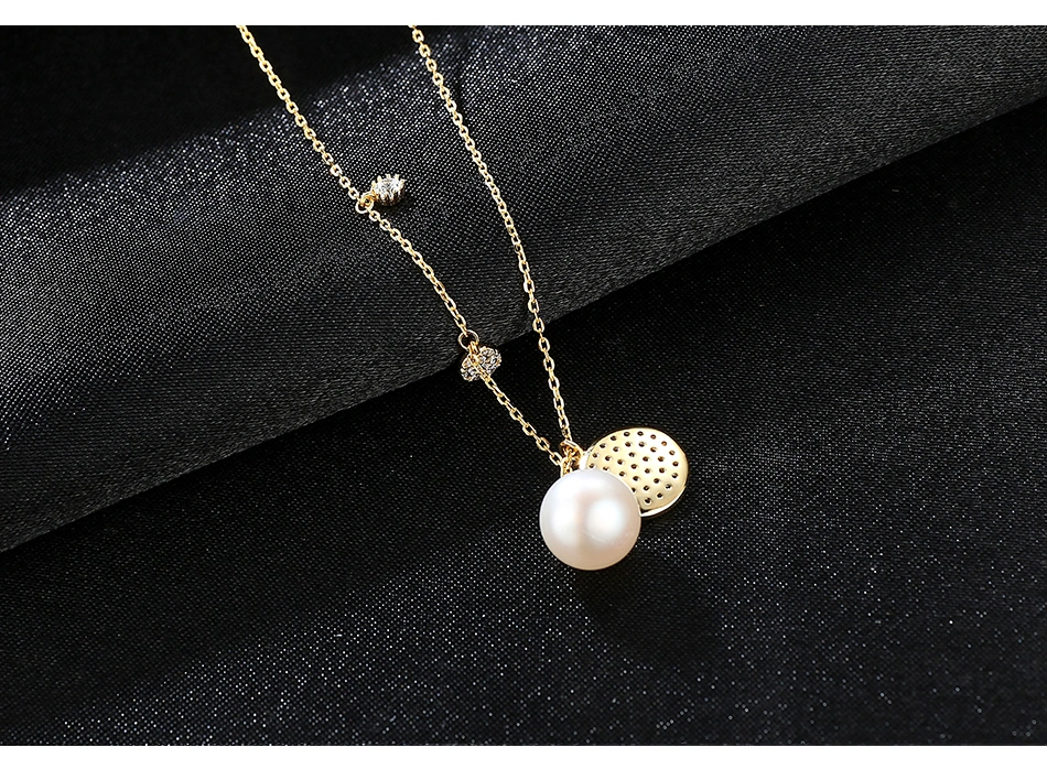 CZ Crystal Silver Freshwater Bread Pearl Pendant Necklaces