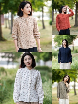 frilled collar floral top