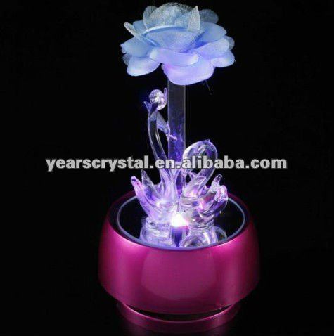 small crystal flowers with light base for wedding gift(R-0920