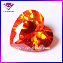 High Quality Orange Color Heart Shape Created CZ Loose Cubic Zirconia Stone