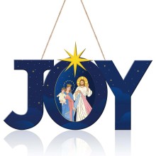 JOY Shaped Wood Hanging Sign - Christmas Decor & Wall Sign
