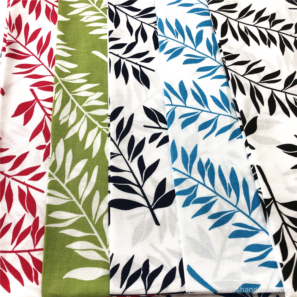 Slim Fine Leaves Elegant Design Rayon Printing