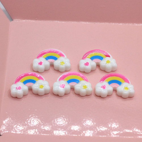 100Pcs/Lot 15*23MM Resin Miniature Rainbow Cloud Craft Flatback Dollhouse Rainbow Cloud Cabochons Slime Charms Supplier