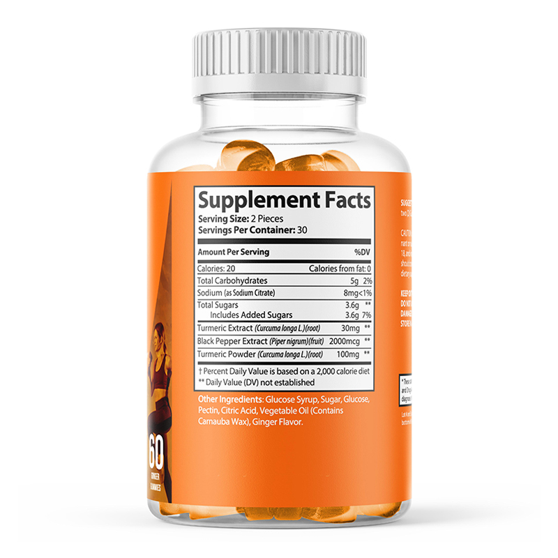 OEM ODM Vegan Organic Turmeric Gummies With Black Pepper Ginger for Boost Immun System
