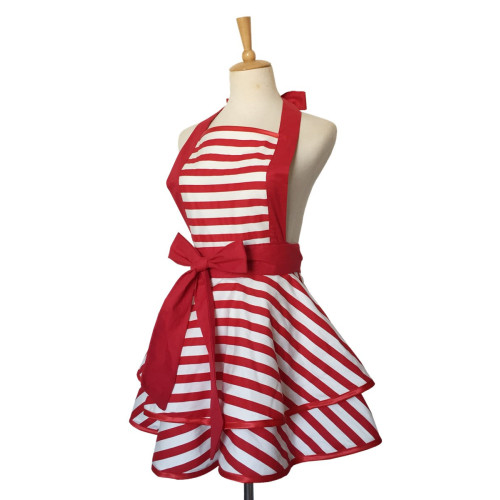 100% cotton black and white striped apron