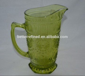 vintage green depression pressed glass pitcher