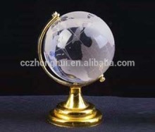 Crystal Globe with Golden Metal Stand