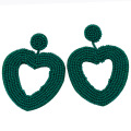 Déclaration perlé coeur Hoop boucles d&#39;oreilles mode bohème main en verre tissé graine lunatique goutte boucles d&#39;oreilles goujon bijoux Idear cadeaux