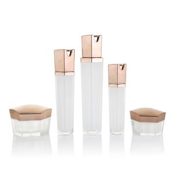 Set de bouteille cosmétique de bouteille de crème de bouteille de lotion hexagonale