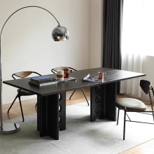Elegant Black Sintered Stone Rectangular Dining Table