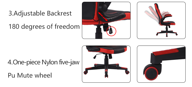 Free Sample Ergonomic Office Computer Led Speaker Bow Shape Base Breathable Recliner Racing Gaming Chair With Usb Back Massager