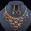 Rhinestone String Clear Necklace Earring Set