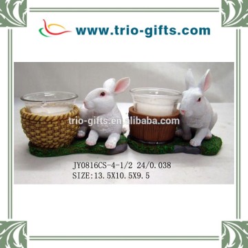 Decorative candle holder with resin cute rabbit mould
